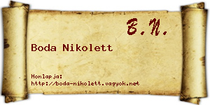 Boda Nikolett névjegykártya