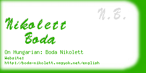 nikolett boda business card